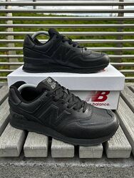 Акційна ціна Кросівки New Balance 574 чорні, шкіра 36-41