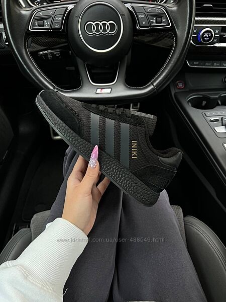 Зимові жіночі кросівки на флісі Adidas Originals Iniki fleece termo black 