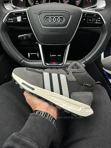 Зимові чоловічі кросівки з хутром Adidas Originals Retropy E5 gray 
