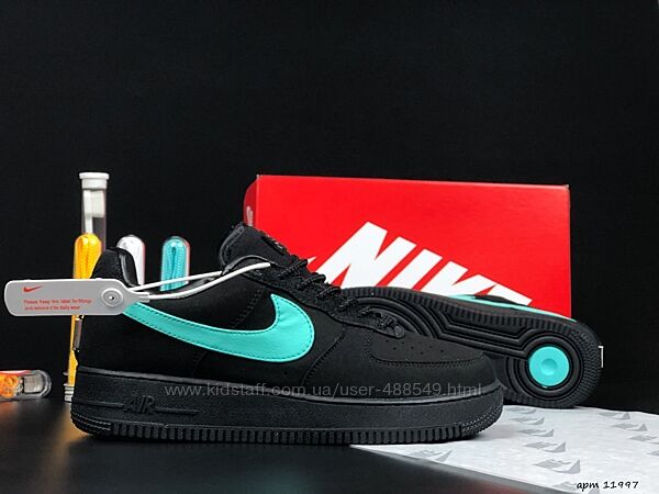 Кросівки чоловічі Nike Air Force 1 Low Tiffany & Co, чорні з бірюзовим  