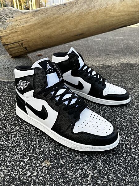 Кросівки чоловічі Nike Air Jordan 1 , чорні з білим шкіра
