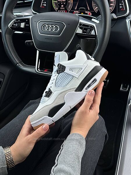 Кросівки Nike Air Jordan 4 Retro White black gray, 36-41р