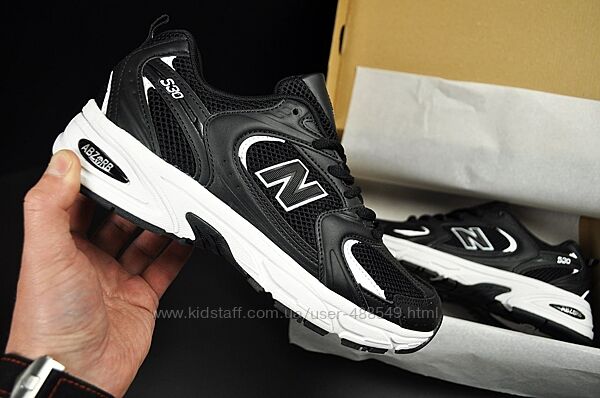 Кросівки чоловічі New Balance 530 black white, шкіра/сітка