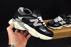 Кросівки жіночі New Balance 9060 black beige, замша/текстиль