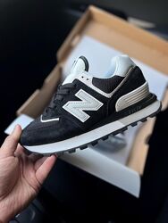 Кросівки жіночі New Balance 574 Legacy, чорні з білим, замша/текстиль