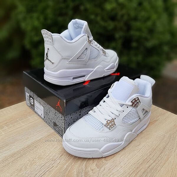 Кросівки чоловічі Nike Air Jordan 4 високі білі 