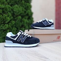 Кросівки жіночі New Balance 574, замша/текстиль, чорні з білим 37-41р