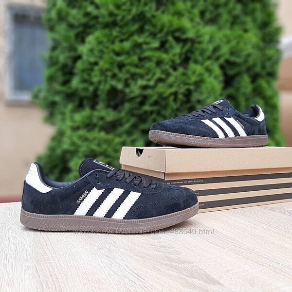 Кросівки чоловічі Adidas Samba чорні з білим замша