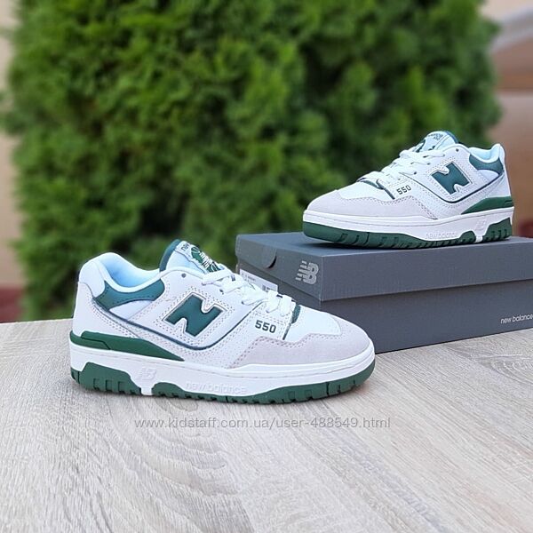 Кросівки New Balance 550 білі з зеленим 