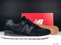 Кросівки чоловічі New Balance 574 чорні з білим, замша/текстиль 41-46р