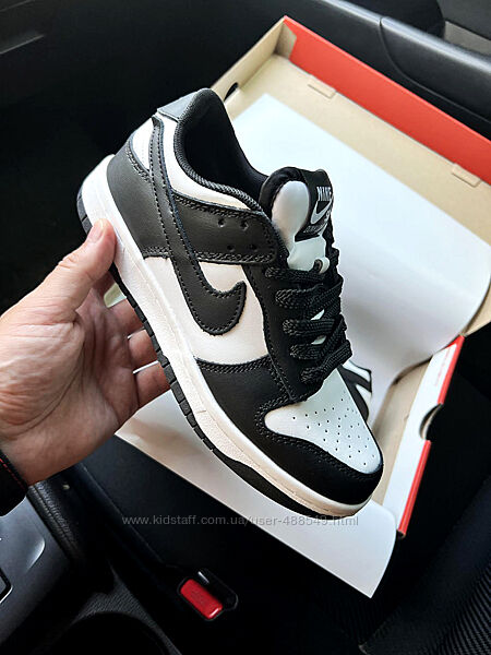 Кросівки Nike SB Dunk Low чорні з білим, шкіра 37-41р