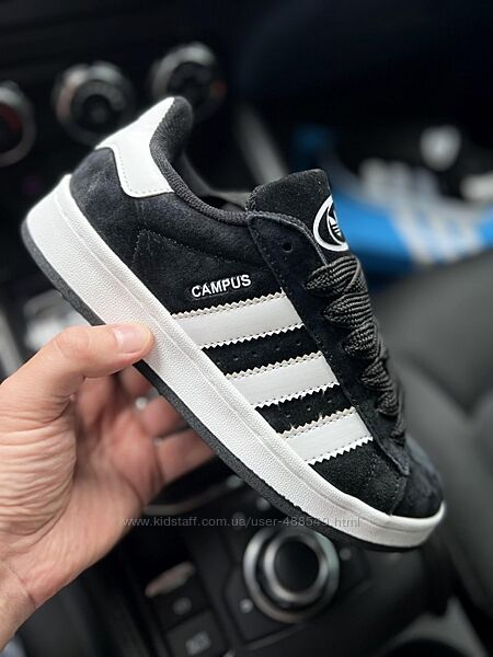 Кросівки жіночі Adidas CAMPUS, чорні з білим замша
