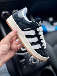 Кросівки жіночі Adidas CAMPUS, чорні з білим, замша
