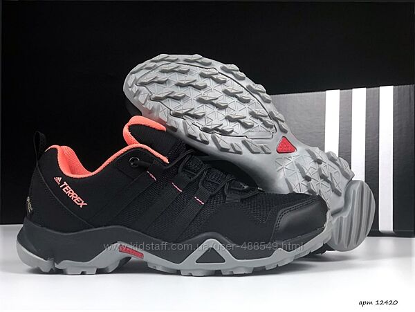 Зимові чоловічі кросівки термо Adidas Terrex чорні з коралловим