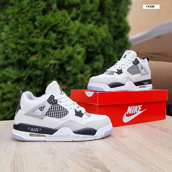 Кросівки чоловічі Nike AIR Jordan 4 високі білі з сірим
