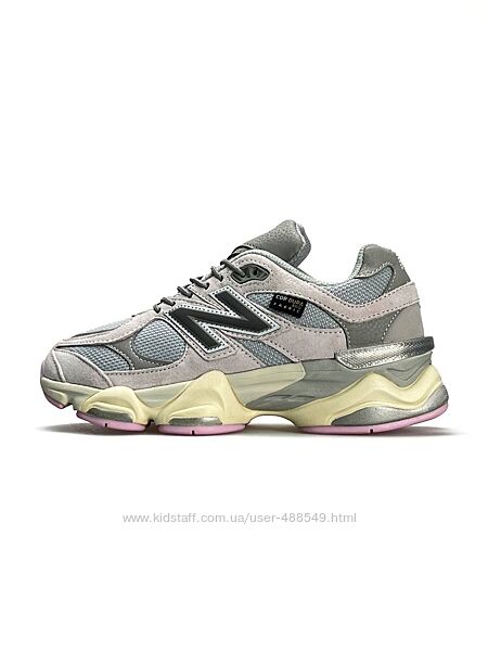 Кросівки жіночі New Balance 9060 сірі з рожевим, натур замша