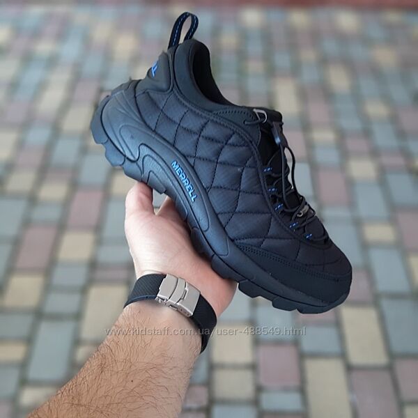 Зимові чоловічі кросівки Merrell ICE Cup MOC чорні з синім