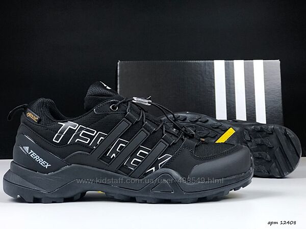 Зимові чоловічі кросівки Adidas Terrex Swift R2 Gtx чорні з білим