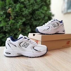 Зимові жіночі кросівки на флісі New Balance 530 Fleece Termo, білі з синім