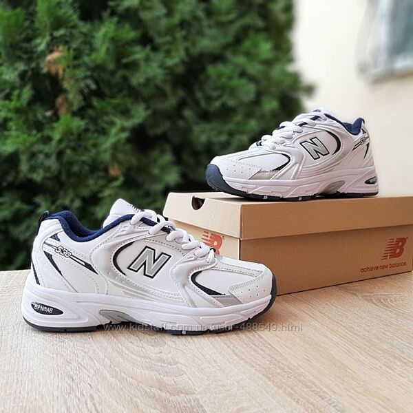 Зимові жіночі кросівки на флісі New Balance 530 Fleece Termo, білі з синім