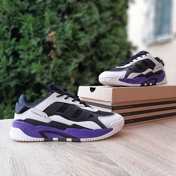 Кросівки чоловічі Adidas Niteball II білі з фіолетом