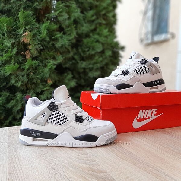 Зимові кросівки з хутром Nike air jordan 4 retro білі з сірим