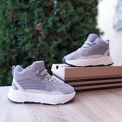 Зимові черевики кросівки з хутром Adidas YEEZY Boost 700 High високі сірі