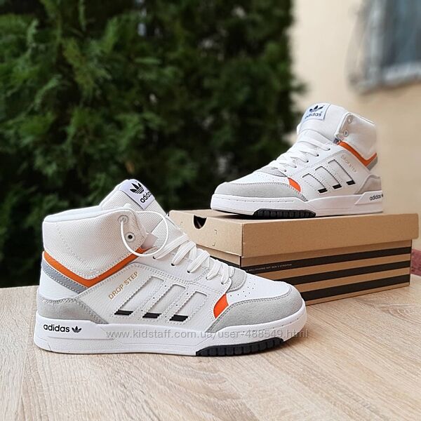 Зимові чоловічі кросівки з хутром Adidas Drop Step Mid FUR білі 