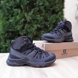 Зимові чоловічі ботінки з хутром Salomon Quest 4 Gtx MID FUR високі сірі з 
