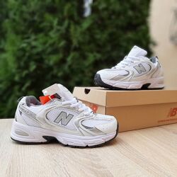 Зимові жіночі кросівки з хутром New Balance 530 білі з сріблом