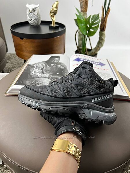 Зимові чоловічі черевики Salomon XT-6 темно сірі з хутром