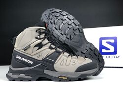 Зимові чоловічі чеевики Salomon X Ultra 4 Mid Wide GTX бежеві з чорним хутр
