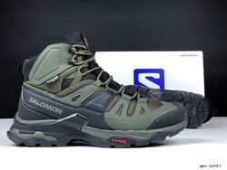 Зимові чоловічі черевики Salomon X Ultra 4 mid wide темно зелені з хутром