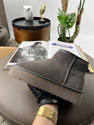 Жіночі уггі UGG Classic Ultra Mini Platform grey з хутром