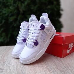 Зимові жіночі кросівки Nike air jordan 4 retro білі на флісі