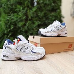 Зимові жіночі кросівки з хутром New Balance 530 білі з синім