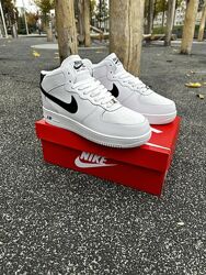 Зимові чоловічі кросівки з хутром Nike Air Force білі