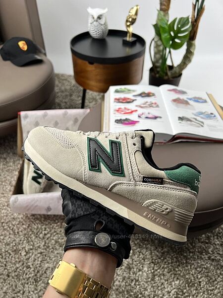 Кросівки жіночі New Balance 574 Beige Green, замша