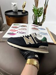 Кросівки жіночі New Balance 574 Black Green, замша