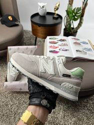 Кросівки жіночі New Balance 574 Grey Lime, натур замша