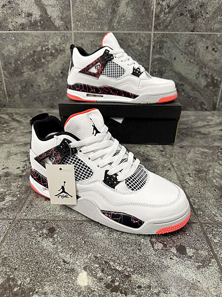 Кросівки чоловічі Nike Air Jordan 4 Retro white orange