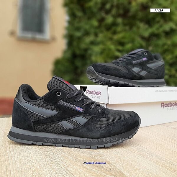 Кросівки чоловічі Reebok Classic чорні, замша/текстиль 41-45р