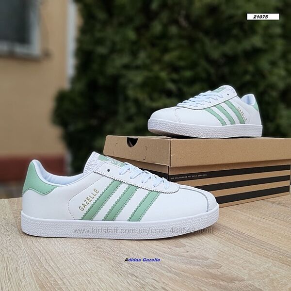 Кросівки жіночі Adidas Gazelle білі з зеленим