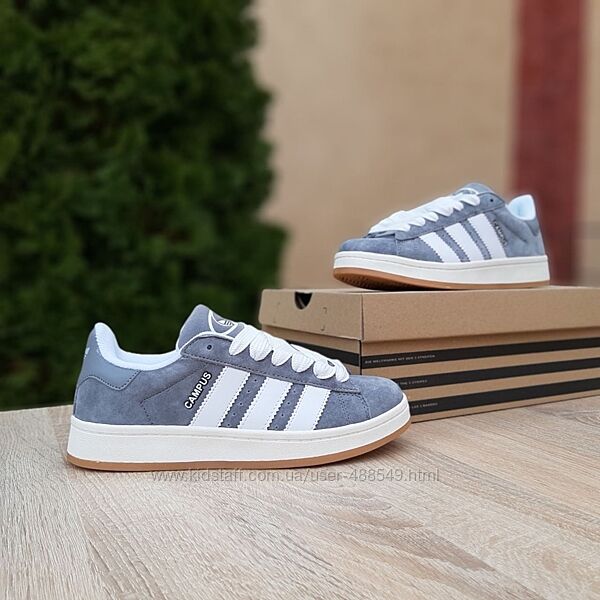 Кросівки чоловічі Adidas Campus сірі з білим, замша