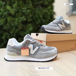 Кросівки жіночі New Balance 574 Classic сірі, натур замш/текстиль