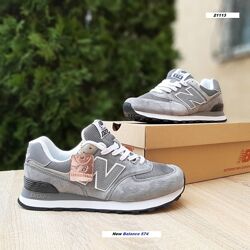 Кросівки жіночі New Balance 574 Classic сірі з білим, натур замш/текстиль