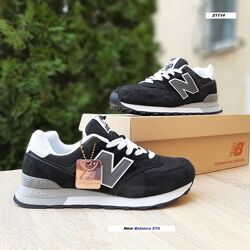Кросівки жіночі New Balance 574 Classic чорний з білим, натур замш/текстиль