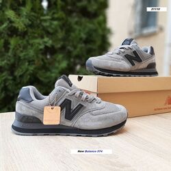 Кросівки жіночі New Balance 574 Classic сірі з чорним натур замш/текстиль