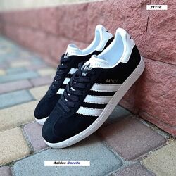 Кросівки жіночі Adidas Gazelle чорні з білим, замша