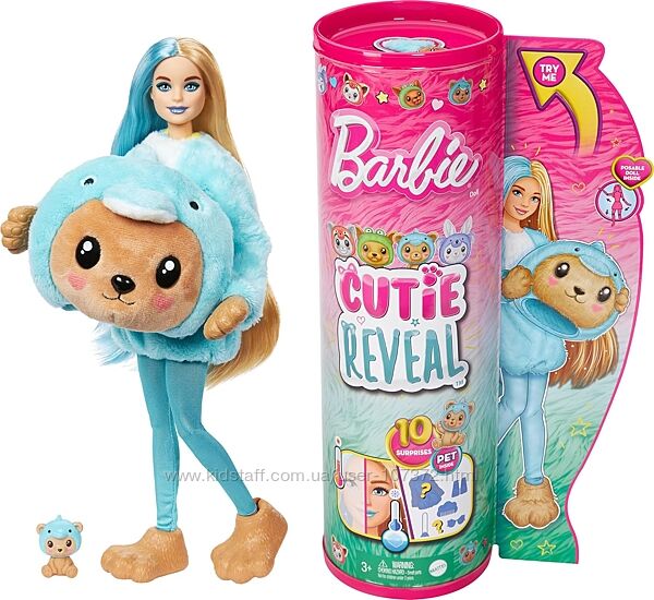 Лялька Барбі Barbie Cutie Reveal Чудове Комбо Ведмідь в костюмі Дельфіну